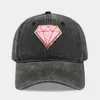 Chapéu de sol feminino com aplique de diamante, boné de beisebol vintage de aba macia, boné de beisebol da moda outonal que molda o rosto