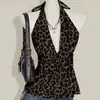 Amazon Europeo y Americano Transfronterizo Y2K Verano Nueva Moda Halter Retro Estampado de Leopardo Espalda Descubierta Chaleco de Moda Ropa de Mujer Al por Mayor