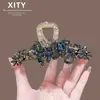 Nuevo Clip de Tiburón de Lujo Ligero Resistente con Flor de Cristal Rosa Incrustada con Diamantes para el Cabello de la Parte Trasera de la Cabeza para Mujer