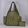 Bolsa de Compras de Tendencia en Tiktok Bloqueo de Color Plegable Bolso Tote Hombro Bolsa para la Compra Poliéster Ecológico Impermeable Bolso Tote