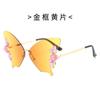 Nuevas gafas de sol personalizadas con forma de mariposa y resistentes a los rayos UV para mujer, lentes degradadas sin marco, gafas de estilo europeo y americano.