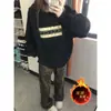 Pantalones de Pierna Ancha con Estampado de Leopardo, Forrados de Polar, de Cintura Alta, Estilo Callejero Japonés, Nuevos Jeans de Pierna Recta para Mujer, Diseño de Nicho, Sentido Retro, Chica Picante