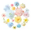 Set de 40 Piezas de Flores Artificiales de 3-10 cm Mezcladas con Kit de Materiales para Manualidades, Cabezas de Flores para Accesorios de Pasador Hechos a Mano y Decoraciones