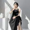 Novo Pijama de Algodão e Seda da Muzhen Silk para Mulheres, Estilo Fino de Verão, Seda Artificial de Algodão, Cor Sólida, Toque de Luxo, Vestido Longo Acima do Joelho, Roupa de Casa