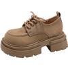 Sapatos Casuais Versáteis Plataforma Salto Grosso Retro Burkham Femininos 2025 Nova Coleção Primavera e Outono Sapatos Britânicos Lefu