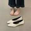 Sapatos Femininos de Cor Sólida, Estilo Minimalista, Bico Quadrado, Modelo Rasteirinha, para o Trabalho, Versáteis, Baixo Salto, Estilo Vovó