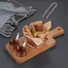 Novo Rack de Madeira para Batatas Fritas, Recipiente Criativo Estilo Americano para Frango Frito, Conjunto de Pratos Estilo Ocidental em Madeira de Acácia