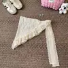 Lenço de cabeça de renda, lenço triangular, saia para mulheres, avental novo estilo 2025, saia com barra em camadas, cós de rede, lenço de cintura