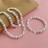 Joyería de Comercio Exterior Bañada en plata 925 Traje de Collar y Pulsera Collar de Cuentas de Arena Clara de 8 MM TeMu AliExpress Explosiones