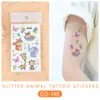 Pegatinas de Tatuaje Ruikalong Transfronterizas Nuevas con Brillo de Animales Marinos para Niños, Pegatinas de Tatuaje Coloridas Impermeables Lindas de Dibujos Animados
