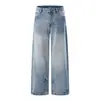 Vestuário Masculino Shanggu: Comércio Transfronteiriço Jeans Americano High-Street de Perna Reta para Homens, Corte Solto, Lavado, Visual Vintage com Efeito Cat-Eye