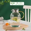 Jarra de água fria de vidro, uso doméstico, resistente ao calor, à prova de explosão, grande capacidade, adequada para água fria, água fervida e chá