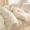 Conjunto de cama de quatro peças 100% algodão, algodão puro, novo estilo 2026, design fresco e simples, adequado para quartos de dormitório, inclui lençol de baixo e capa de edredom, conjunto de três peças, para todas as estações