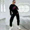 Conjunto de Sudadera con Capucha para Chicas y Mujeres Estilo Callejero Europeo y Americano Conjunto de Dos Piezas Casual Suéter Ropa Deportiva para Exteriores