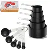 Conjunto de Copos e Colheres Medidoras com Escala, Conjunto de 10 Peças, Cabo de Aço Inoxidável, Colher Medidora de Leite em Pó de Plástico, Colher Medidora, Conjunto de Ferramentas para Assar