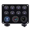 Venta caliente transfronteriza panel de interruptores para coche y barco de 12V panel de Ojo de Gato de 8 posiciones interruptor combinado con protección de caja de fusibles