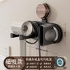 Estante de Almacenamiento para Secador de Pelo con Ventosa Estilo Antiguo de Nogal Portasecador de Pelo para Baño sin Agujeros Estante para Baño