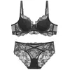 Conjunto de sujetador push-up de encaje morado para mujer, los pechos pequeños se ven más grandes, lencería sexy, sujetador hueco fino y transpirable estilo francés