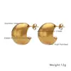 Pendientes de acero inoxidable estilo INS europeo y americano, pendientes regordetes de alta calidad que combinan con todo, pendientes retro dorados con forma de C de acero de titanio