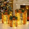 Caja de regalo navideña redonda hueca transfronteriza con adornos para debajo del árbol de Navidad, caja de regalo luminosa con ventana, decoración de caja de regalo