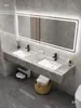 Lavabo de cerámica de piedra sinterizada minimalista moderno lavamanos de baño público lavabo doble lavabo combinación de mueble de baño