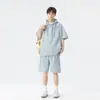 Conjunto Deportivo de Dos Piezas para Hombre Nasa, Camisa Polo de Seda de Hielo Color Puro, Verano, Media Cremallera, Casual, Holgado y Cómodo