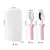 Colher de silicone com cabo para crianças, conjunto criativo e fofo de colher e garfo para crianças, talheres de silicone para bebês e colher para suplemento alimentar
