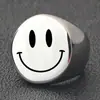 Anillo de Acero Inoxidable de Moda con Cara Sonriente Grabada con Láser Redonda de 22 mm, Venta Caliente Transfronteriza Europea y Americana en Amazon, Venta al por Mayor