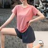 Shorts Esportivos Femininos Plus Size Anti-Exposição Secagem Rápida Conjunto de Calças Fitness Treinamento Profissional para Corrida Yoga Roupa Externa de Manga Curta Verão