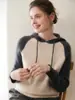 Tricô de Caxemira Novo para Outono e Inverno para Mulheres, Tricô com Capuz, Moletom Jaqueta com Capuz para Reduzir a Idade