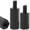 Columna Hexagonal de Aislamiento de Paso Único de Plástico Negro, Espaciador Separador de Columna de Tornillo Hexagonal Macho-Hembra de Nylon de Cabeza Única M2M3M4M5