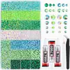 Caja de 24 compartimentos moderna y popular de diamantes de resina jelly de color AB con base plana, empaquetada para arte de uñas DIY, accesorios pequeños, venta al por mayor
