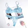 Nuevo Conjunto de Lencería Floral de Encaje Francés Ultra Fino para Verano Sexy para Busto Grande Hace Pequeñas Mujeres Conjunto de Sujetador Erótico