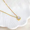 Acero de Titanio Cuadrado Geométrico Concha Blanca Acero Inoxidable Collar Estilo Minimalista Moderno Cadena para Clavícula para Mujeres