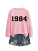 Amazon eBay sitio independiente casual simple cómodo mujer 1984 digital otoño e invierno nuevo cuello redondo manga larga sudadera