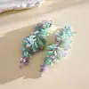 Pendientes de gancho de resina con forma de hoja ovalada y pluma, transfronterizos europeos y americanos, pendientes frescos y sencillos de verano, pendientes de diseño nicho para mujer