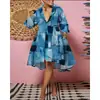 Estación Independiente de Amazon Transfronteriza Europea y Americana AliExpress Vestido Nuevo de Cuello de Camisa Holgado de Moda Estampado para Mujeres