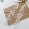 Parche de Tela de Encaje Blanco Soluble en Agua con Bordado Floral Hueco, Accesorios Florales para Decoración de Vestido de Novia Hecho a Mano DIY y Tocados