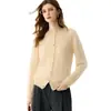 Novo cardigã de malha de cashmere para outono e inverno, cor sólida da moda, macio e confortável, de abotoamento simples, gola redonda, estilo simples para mulheres