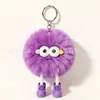 Colgantes de pompones de colores, dijes para bolso de piel sintética de conejo, llaveros de dibujos animados, pequeños accesorios de peluche y decoraciones para llaves de coche