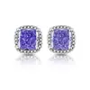 Venta en vivo flash color transparente tesoro flor de hielo tallado bolsa cuadrada princesa aretes moda transfronteriza europea y americana aretes de diamante de alto carbono