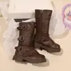 Botas Martin infantis outono e inverno 2026, antiderrapantes, versáteis, botinhas para meninas, estilosas, forradas com fleece, botas de inverno de couro para bebês