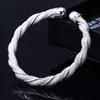 Yihua Pulsera tejida trenzada de moda europea y americana plateada pulsera tejida de malla pulsera abierta
