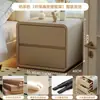 Mesita de noche de madera maciza cuidadosamente seleccionada para uso doméstico en el dormitorio, nuevo estilo crema, simple y lujosa, sensación de alta gama, pequeño armario de almacenamiento para mesita de noche