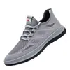 Zapatos Deportivos Transfronterizos al por Mayor, Punta Redonda, Suela Blanda, Malla Fly-Knit, Zapatos de Trabajo Negros, Ligeros, Cómodos, Transpirables, Zapatos Casuales para Hombre