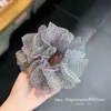 Scrunchie roxo com poá e renda, super feminino, estilo coreano, para mulheres, acessório de alta qualidade para coques, acessório de cabelo extra grande, elástico de cabelo