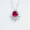 Zhou Hengfu Joyería Collar de Rubí Cultivado Collar de Flor de Plata 925 Diseño Único Versátil para el Uso Diario Cadena para Clavícula