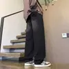 Calça jeans masculina preta de perna reta, modelagem solta, estilo fino de outono, calça masculina casual simples, estilo americano versátil para adolescentes