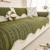 Almofada de sofá em chenille com renda de franja, adequada para todas as estações, almofada de assento de luxo leve 2026, capa de sofá anti-risco de gato de alta qualidade