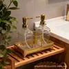 Prateleira de Armazenamento para Banheiro Conjunto Dispensador de Sabonete Líquido para Mãos Shampoo Prateleira de Armazenamento para Lavatório de Cosméticos de Luxo Leve